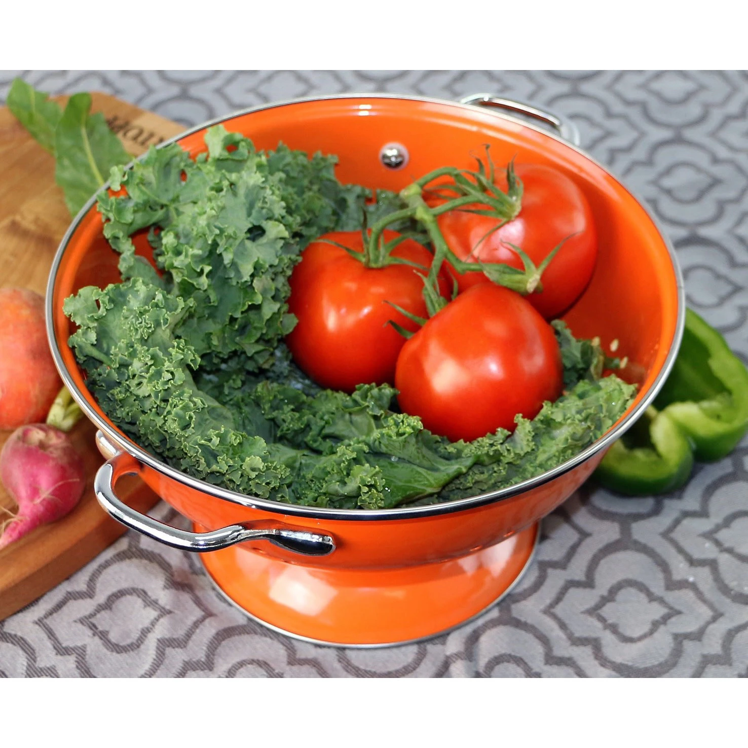 5 Quart Orange Colander 4 5 Quart Orange Colander - Image 2