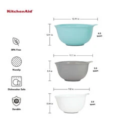 Duralex Grey, Aqua, & White Mixing Bowls -Kitchen Supplies Store image 1542