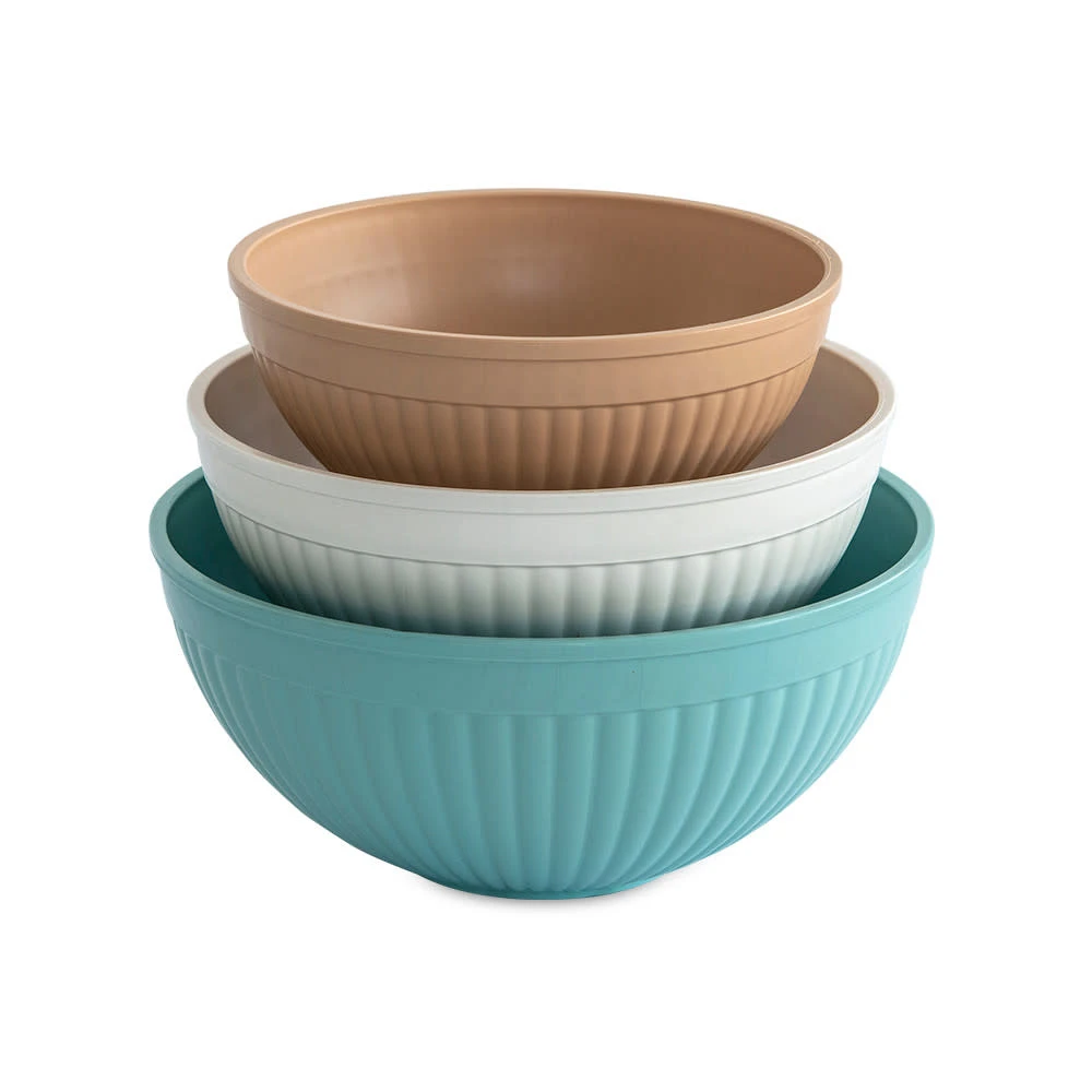 Cuisinart Taupe, Turquoise, & White Mixing Bowls, Set Of 3 3 Cuisinart Taupe, Turquoise, & White Mixing Bowls, Set Of 3