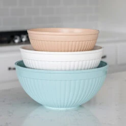 Cuisinart Taupe, Turquoise, & White Mixing Bowls, Set Of 3 11 Cuisinart Taupe, Turquoise, & White Mixing Bowls, Set Of 3 -Kitchen Supplies Store image 1620