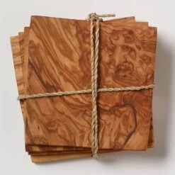 Olive Wood Coasters, Set Of 4