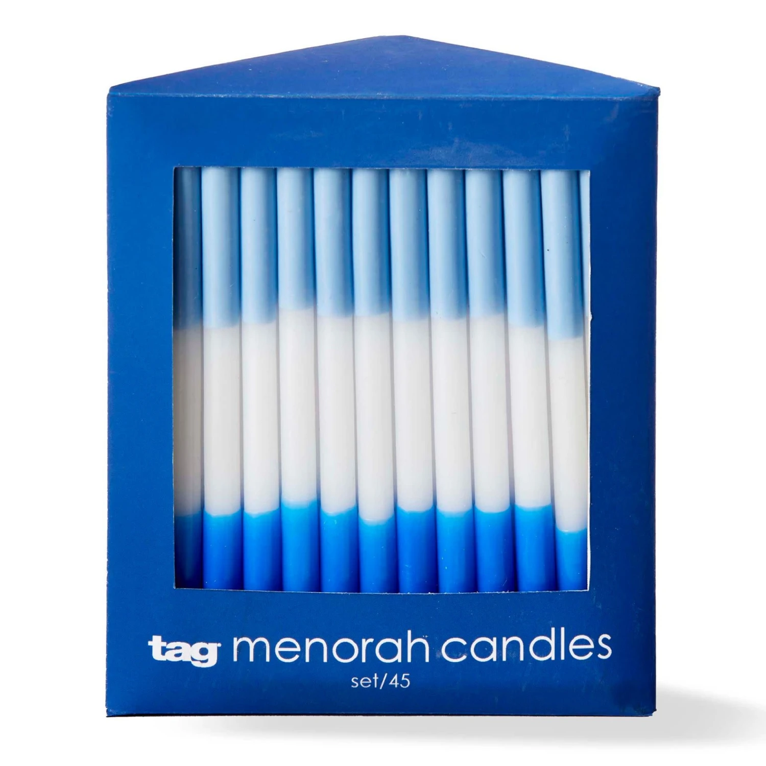 Blue & White Hanukkah Candles, Set Of 45 3 Blue & White Hanukkah Candles, Set Of 45