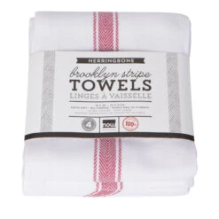 Set Of 4 Poppy Brooklyn Stripe Dishtowels