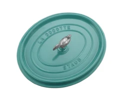 Staub 5.75 Quart Turquoise Oval Dutch Oven With Rooster Knob -Kitchen Supplies Store image 211