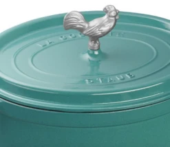 Staub 5.75 Quart Turquoise Oval Dutch Oven With Rooster Knob -Kitchen Supplies Store image 214