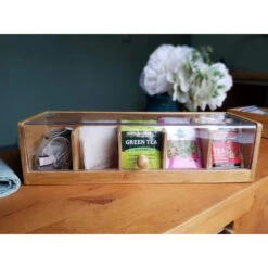 Bamboo & Acrylic Tea Box -Kitchen Supplies Store image 2183