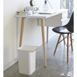 Yamazaki White Garbage Can With Wood Handle -Kitchen Supplies Store image 324
