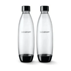 1 Liter Slim Black Dishwasher Safe Sodastream Bottles, Set Of 2