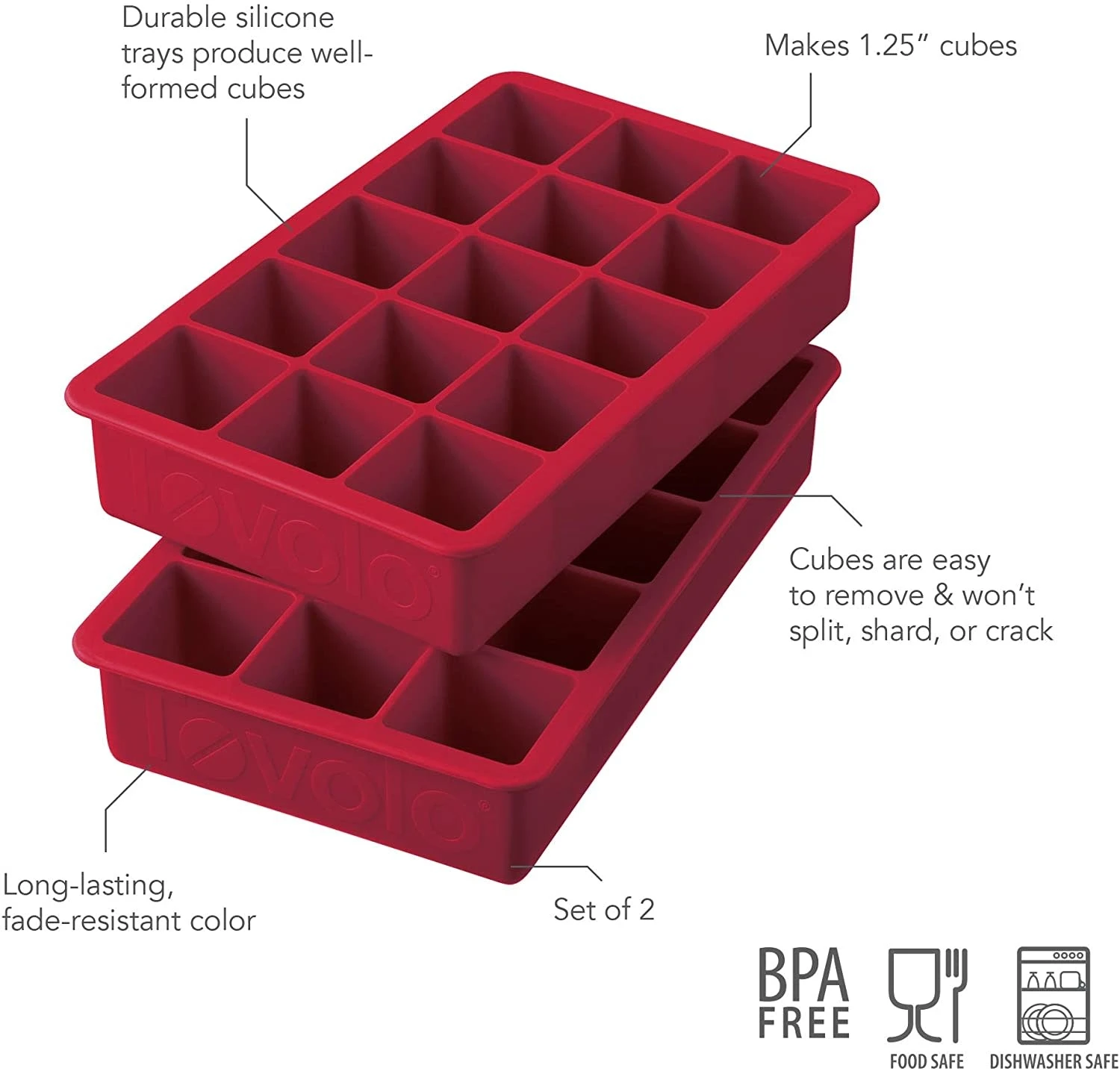 Cayenne Ice Cube Trays, Set Of 2 4 Cayenne Ice Cube Trays, Set Of 2 - Image 2