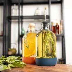 15oz Burnt Orange Short Infusing Bottle With Lid & Pour Spout -Kitchen Supplies Store image 915